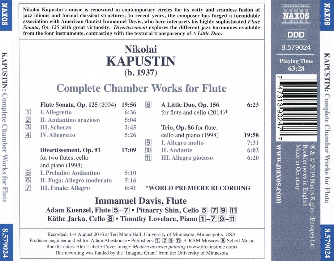 Nikolai Kapustin: Complete Chamber Works for Flute cover art