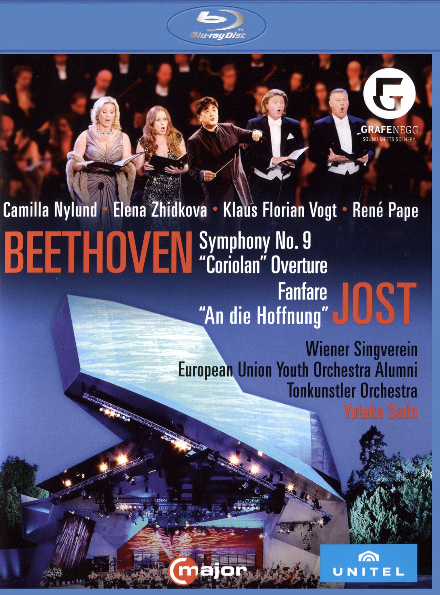 Beethoven: Symphony No. 9; "Coriolan" Overture; Jost: Fanfare; "An die Hoffnung" [Video] cover art