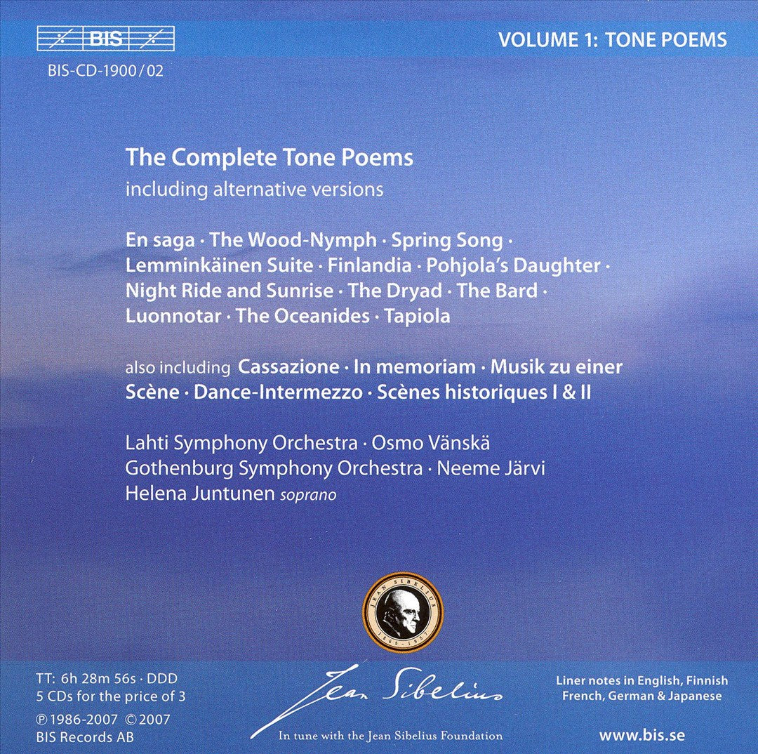 Sibelius Edition, Vol. 1: Tone Poems cover art
