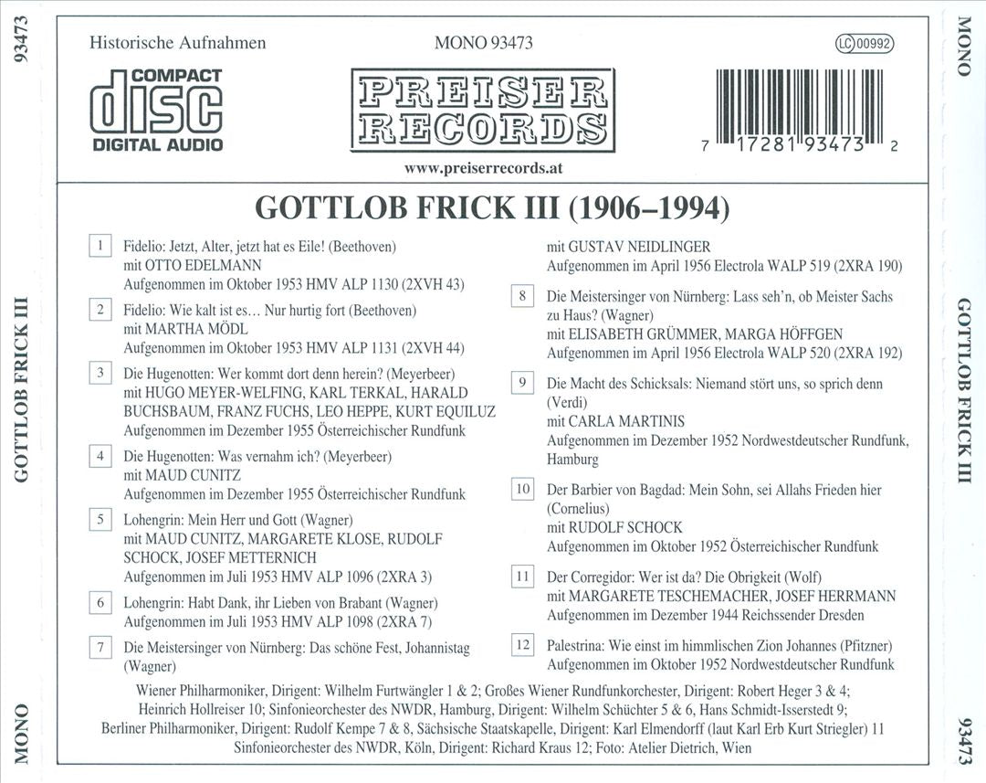 Dokumente einer Sängerkarriere: Gottlob Frick, Vol. 3 cover art