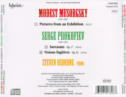 Musorgsky: Pictures from an Exhibition; Prokofiev: Visions Fugitives; Five Sarcasms cover art
