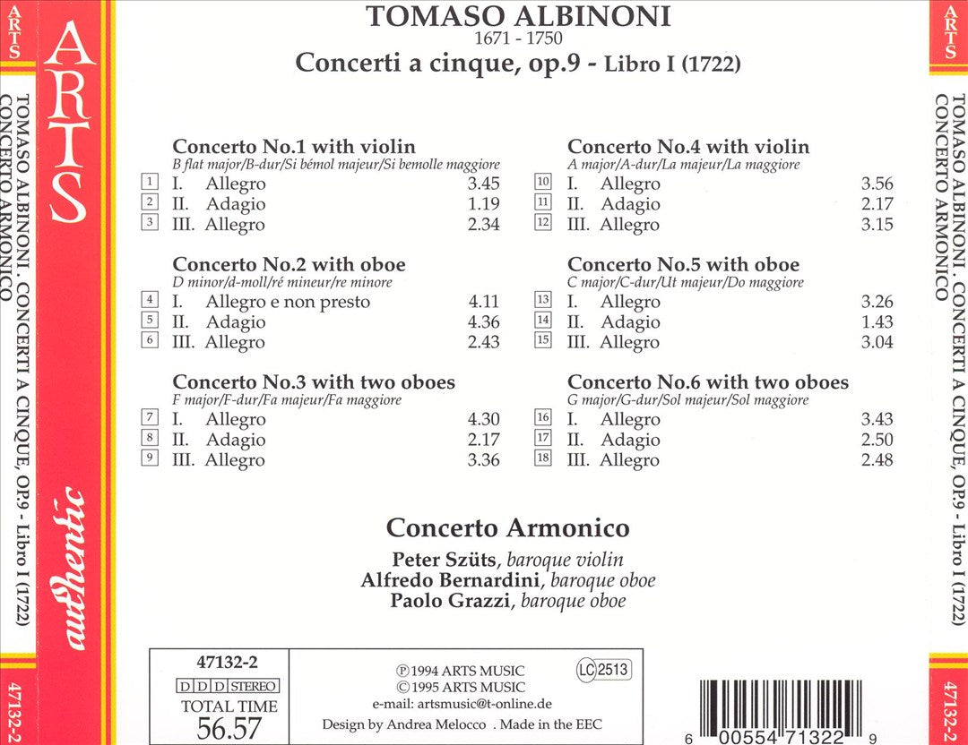 Albinoni: Concerti a cinque, Op. 9 cover art