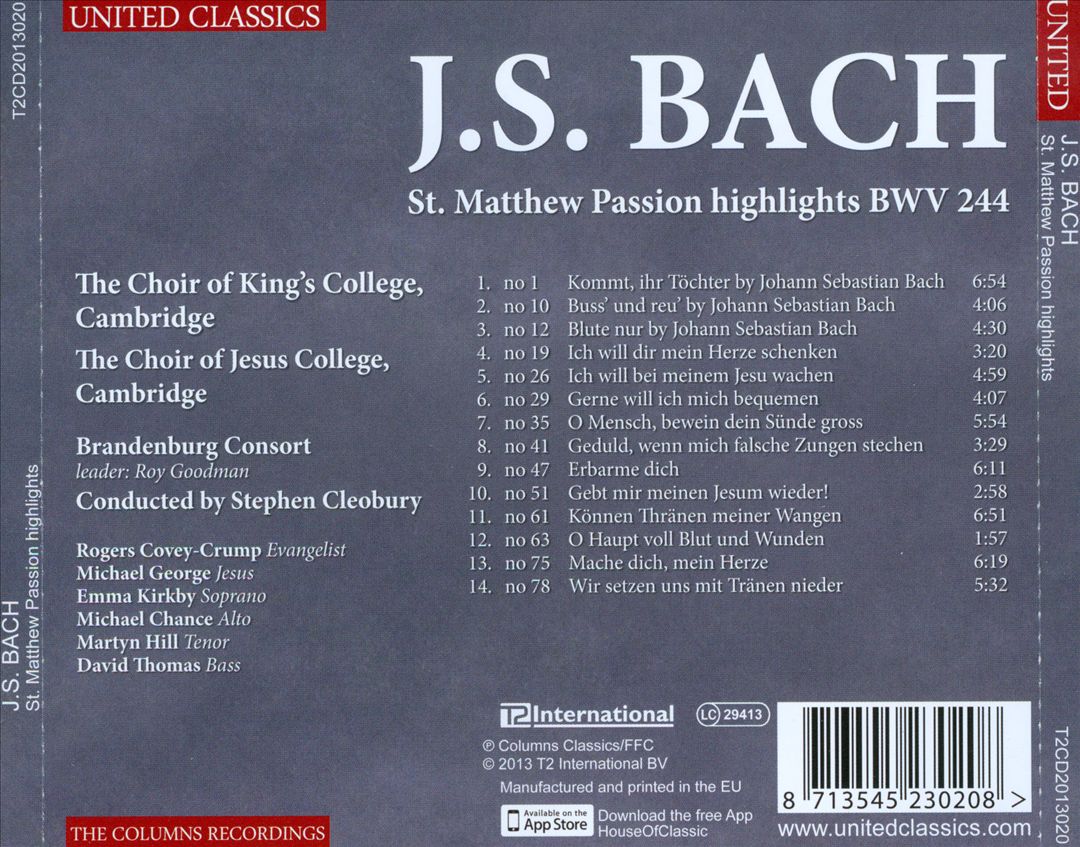 Bach: St. Matthew Passion [Highlights] cover art