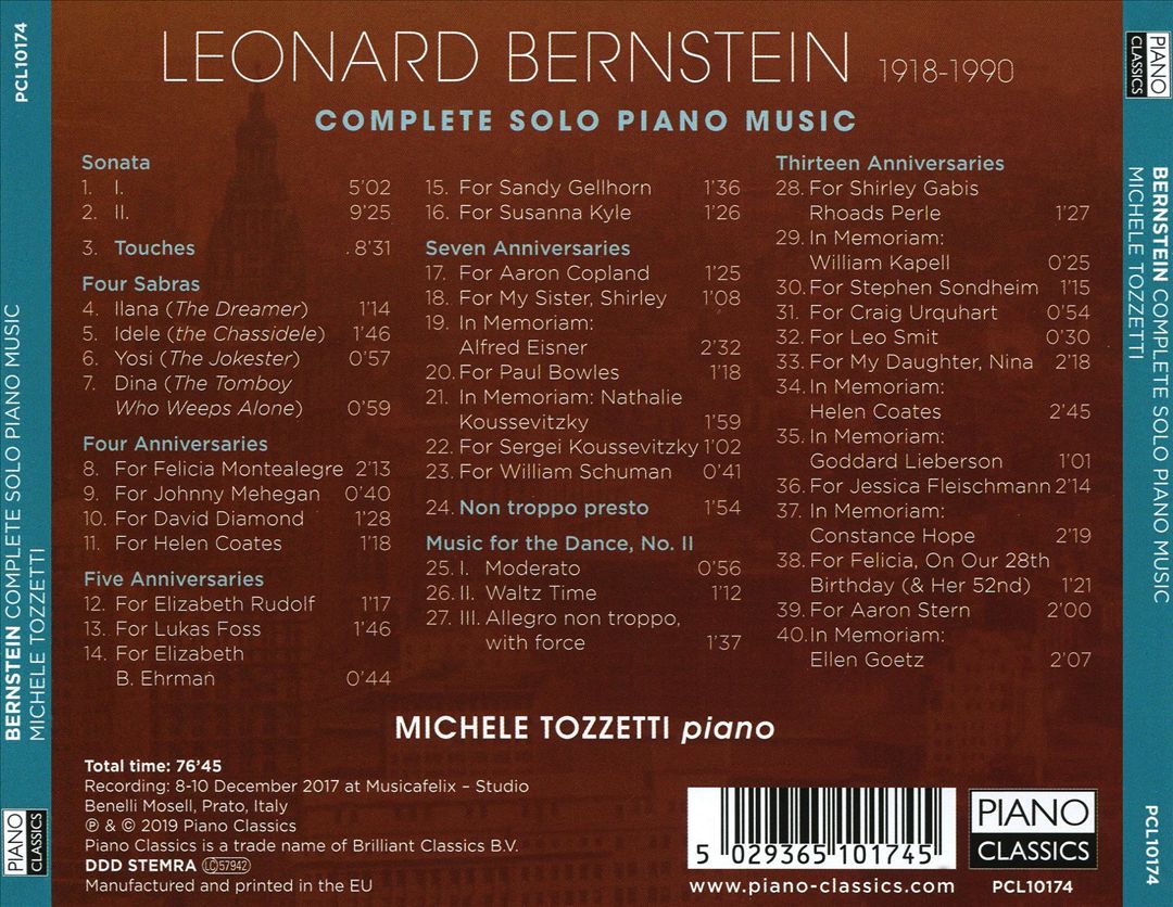 Bernstein: Complete Solo Piano Music cover art