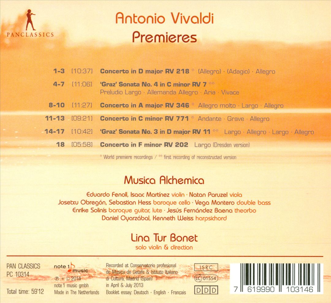Vivaldi Premieres: Violin Concertos & Sonatas cover art