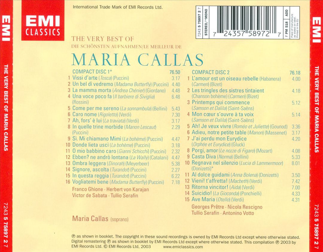 Very Best of Maria Callas cover art