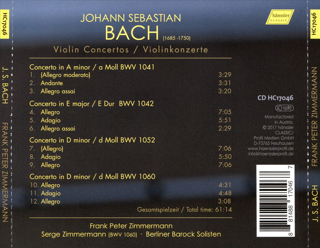 Johann Sebastian Bach: Violin Concertos cover art