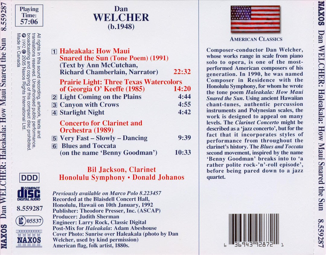 Dan Welcher: Haleakala: How Maui Snared the Sun; Clarinet Concerto cover art