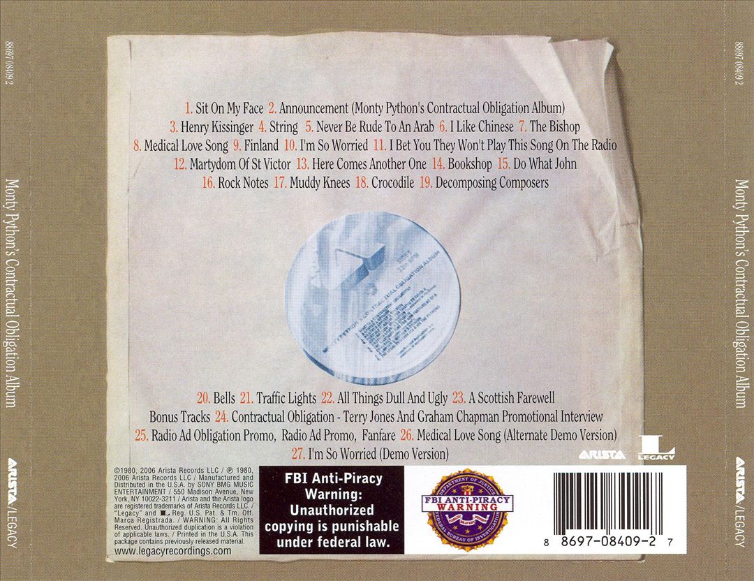 Monty Python's Contractual Obligation Album [US Bonus Tracks] cover art