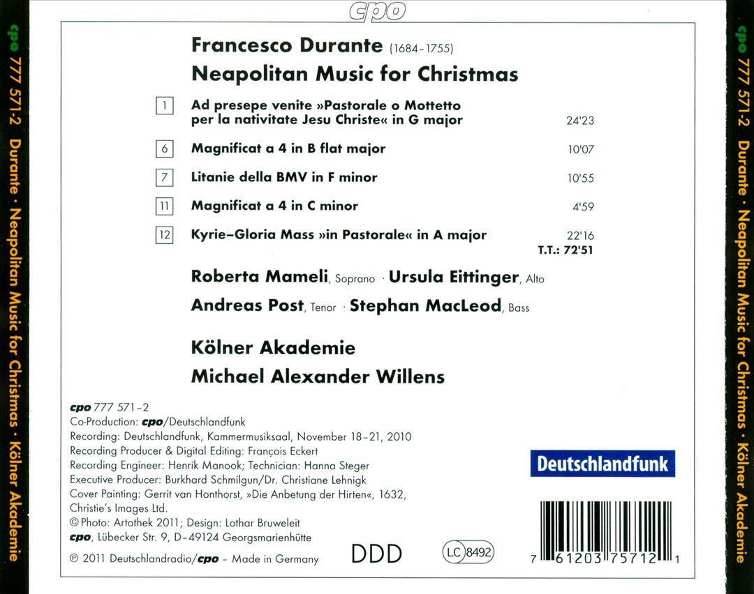 Francesco Durante: Neapolitan Christmas cover art