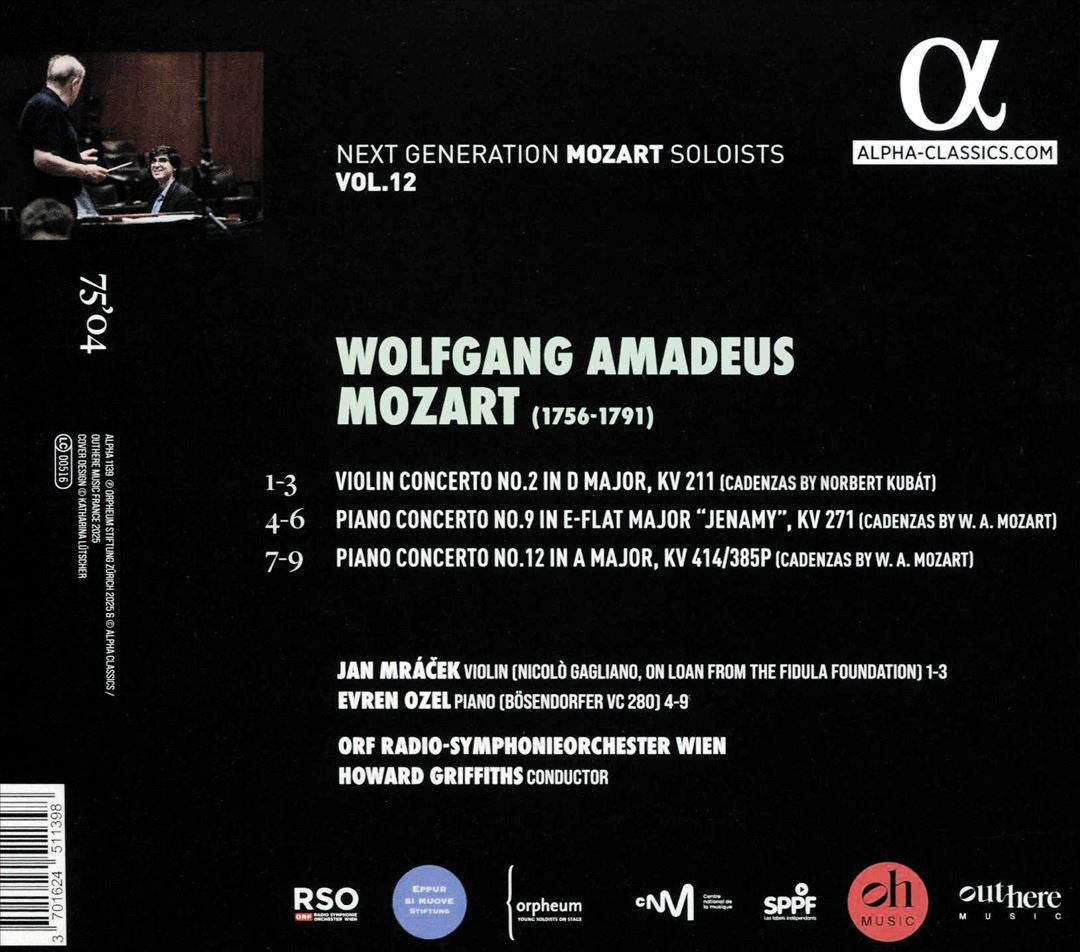 Mozart: Piano Concertos Nos. 9 "Jenamy" KV 271 & 12 KV 414; Violin Concerto No. 2 KV 211 cover art