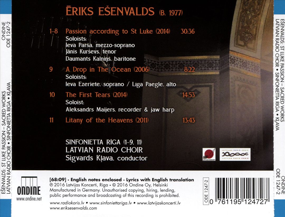 Ēriks Ešenvalds: St. Luke Passion; Sacred Works cover art
