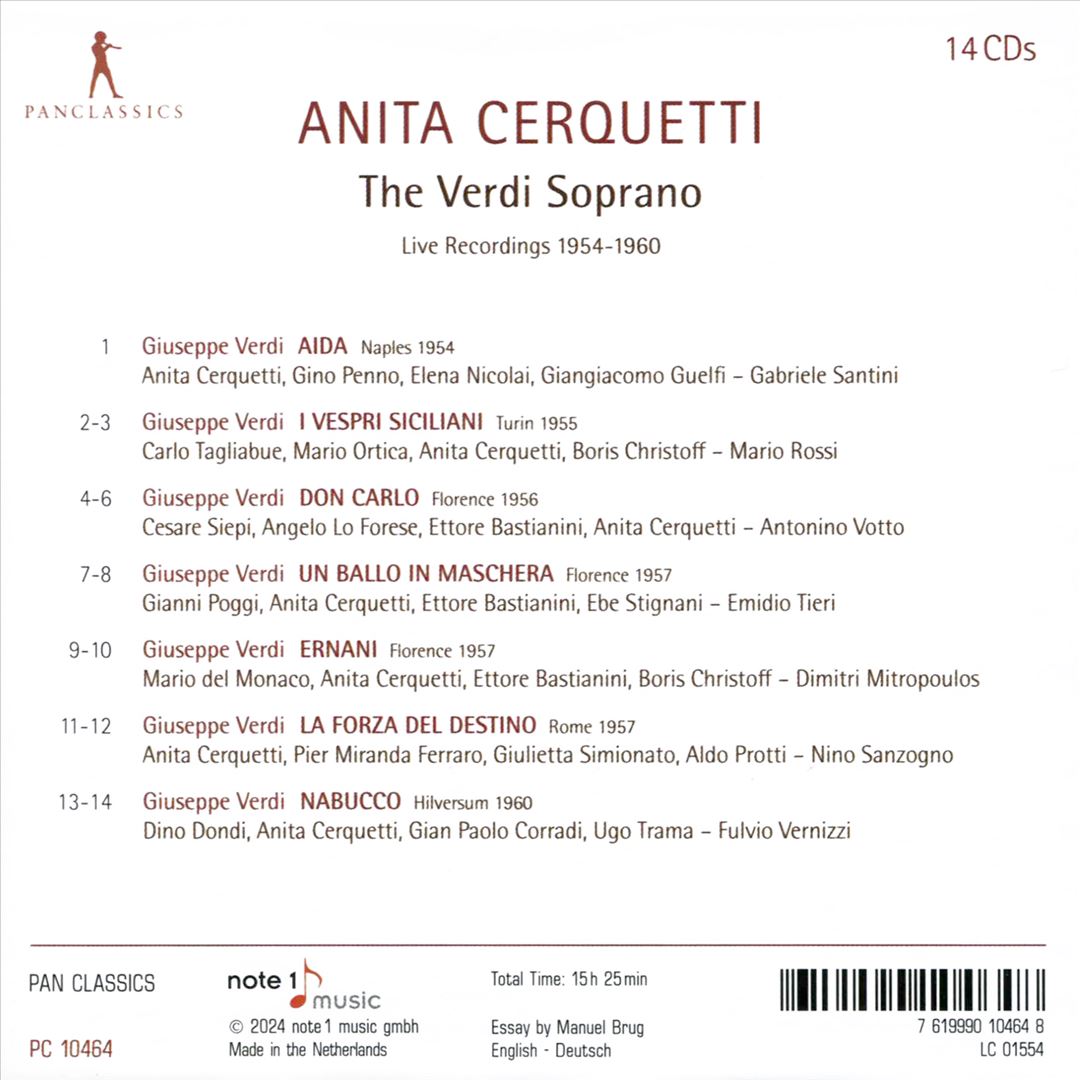 Anita Cerquetti: The Verdi Soprano - Live Recordings 1954-1960 cover art