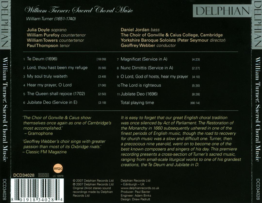 Turner: Sacred Choral Music cover art