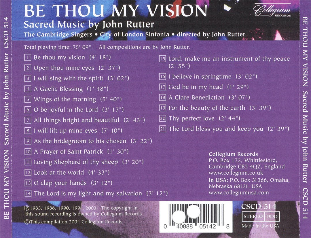 Be Thou My Vision: Sacred Music by John Rutter cover art