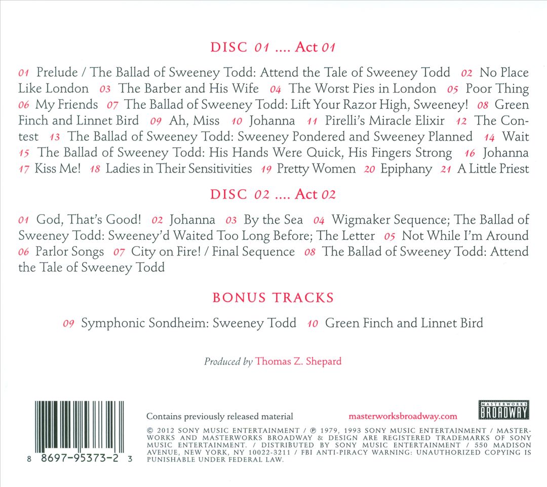 Sweeney Todd [Original Cast Recording] cover art