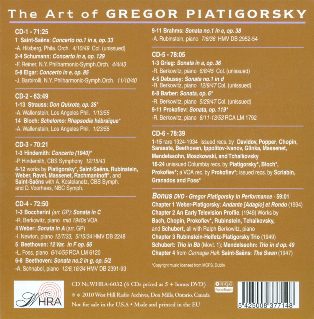 Art of Gregor Piatigorsky cover art