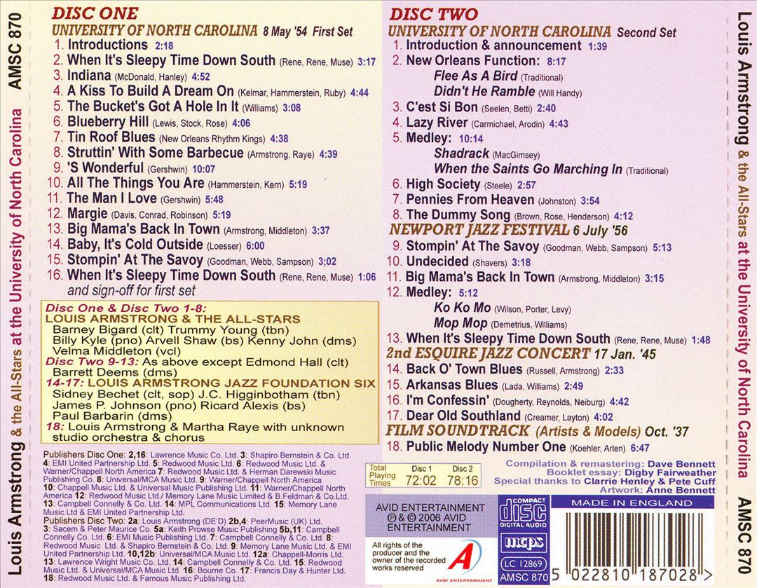 Live at the University of North Carolina cover art