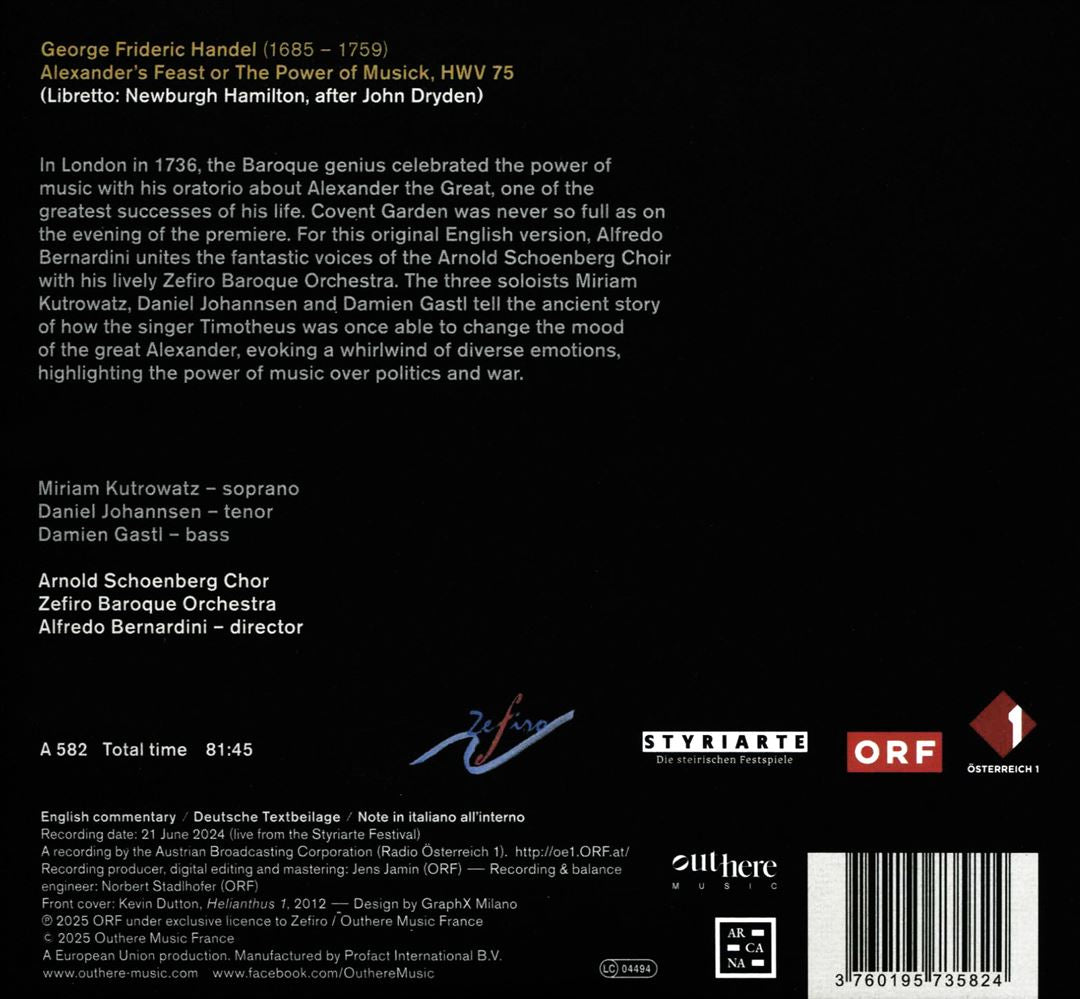George Frideric Handel: Alexander's Feast cover art