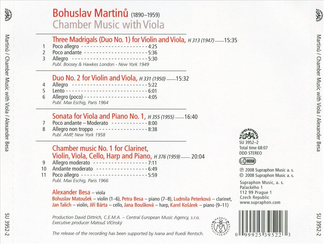 Martinu: Chamber Music with Viola cover art