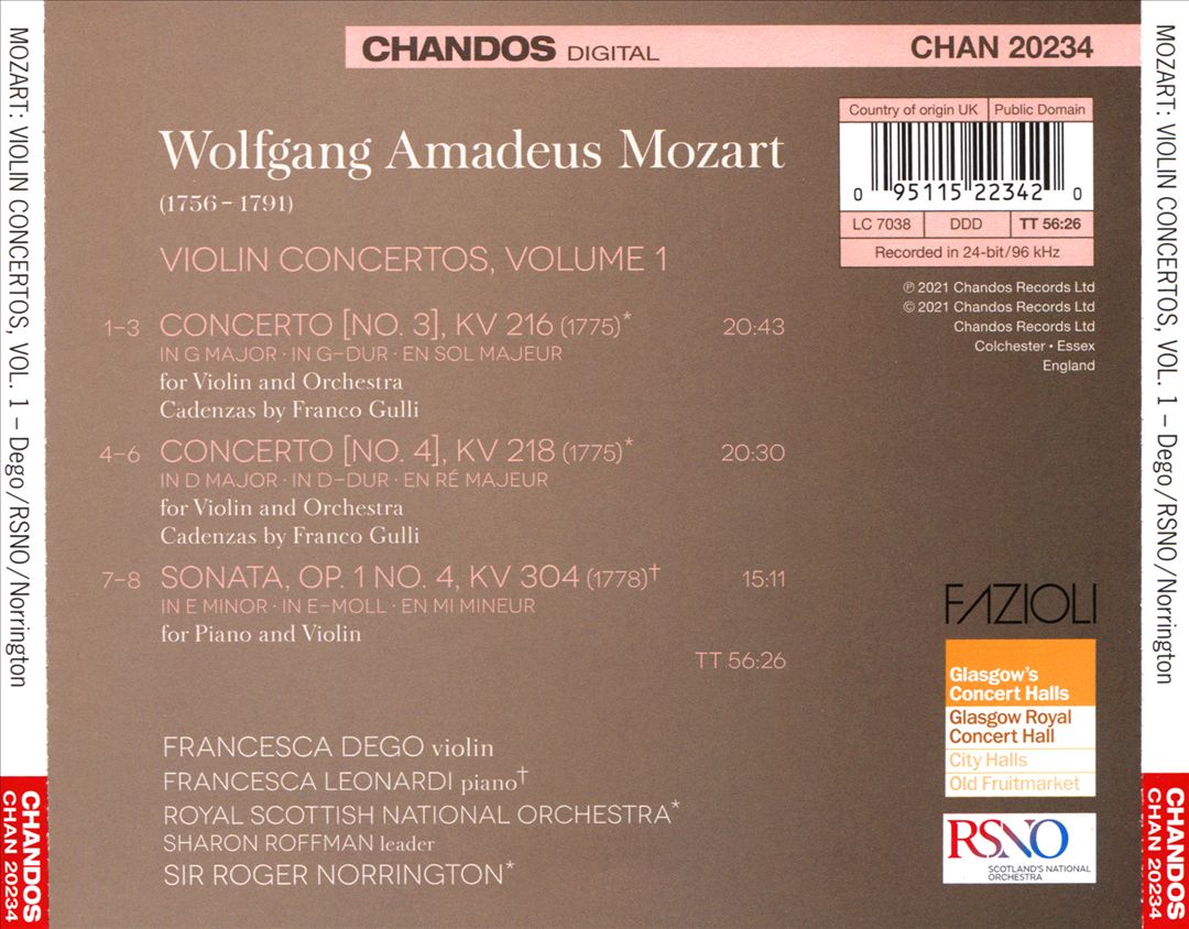 Mozart: Violin Concertos, Vol. 1 - KV 216 & KV 218, Violin Sonata KV 304 cover art