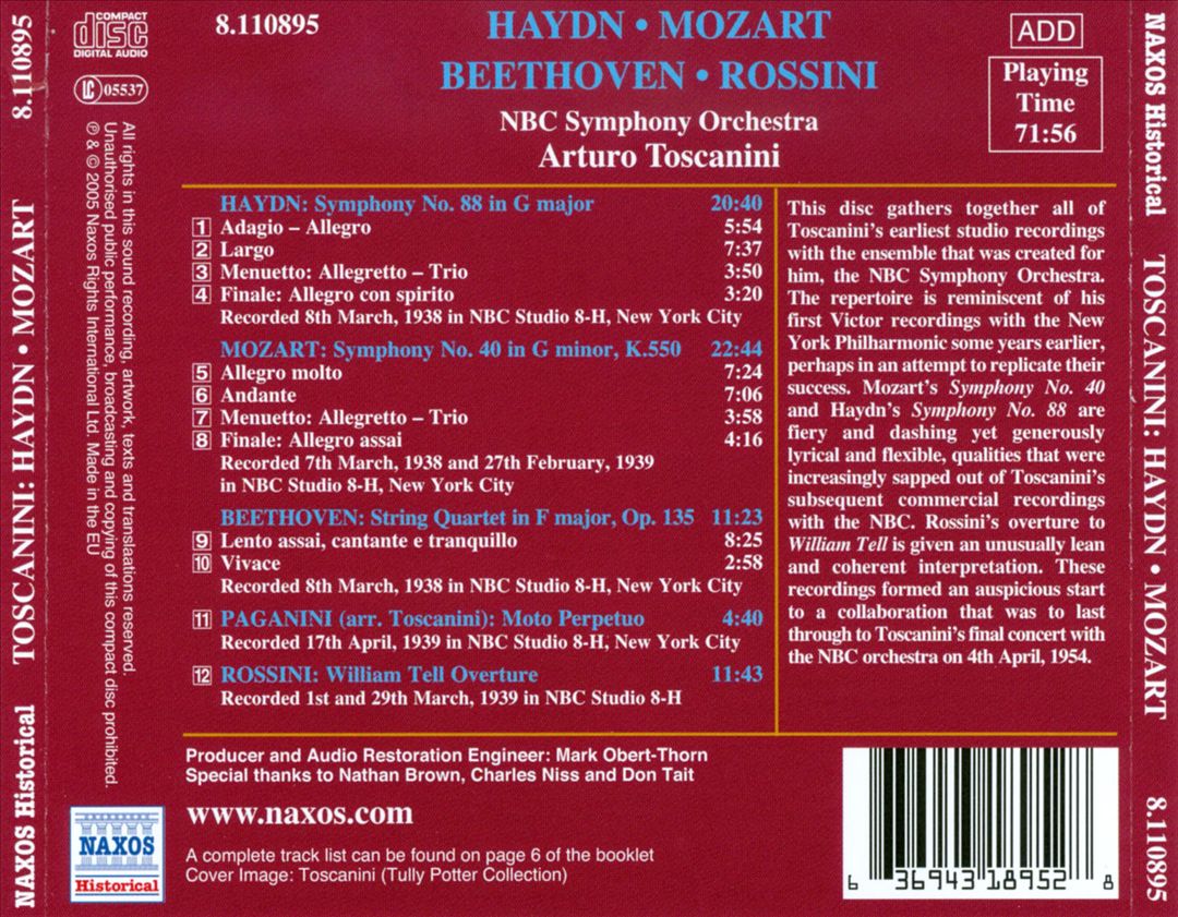 Haydn: Symphony No. 88; Mozart: Symphony No. 40; Rossini: William Tell Overture cover art