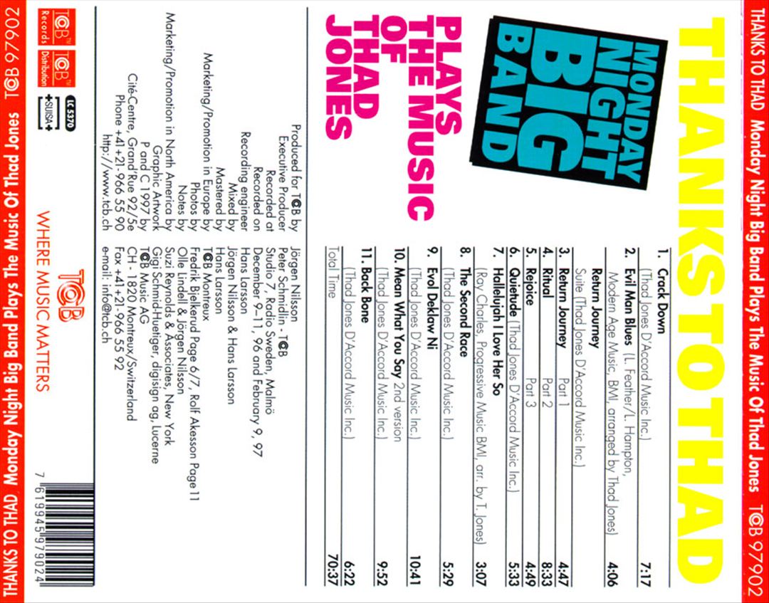 Thanks to Thad: Plays Music of Thad Jones cover art