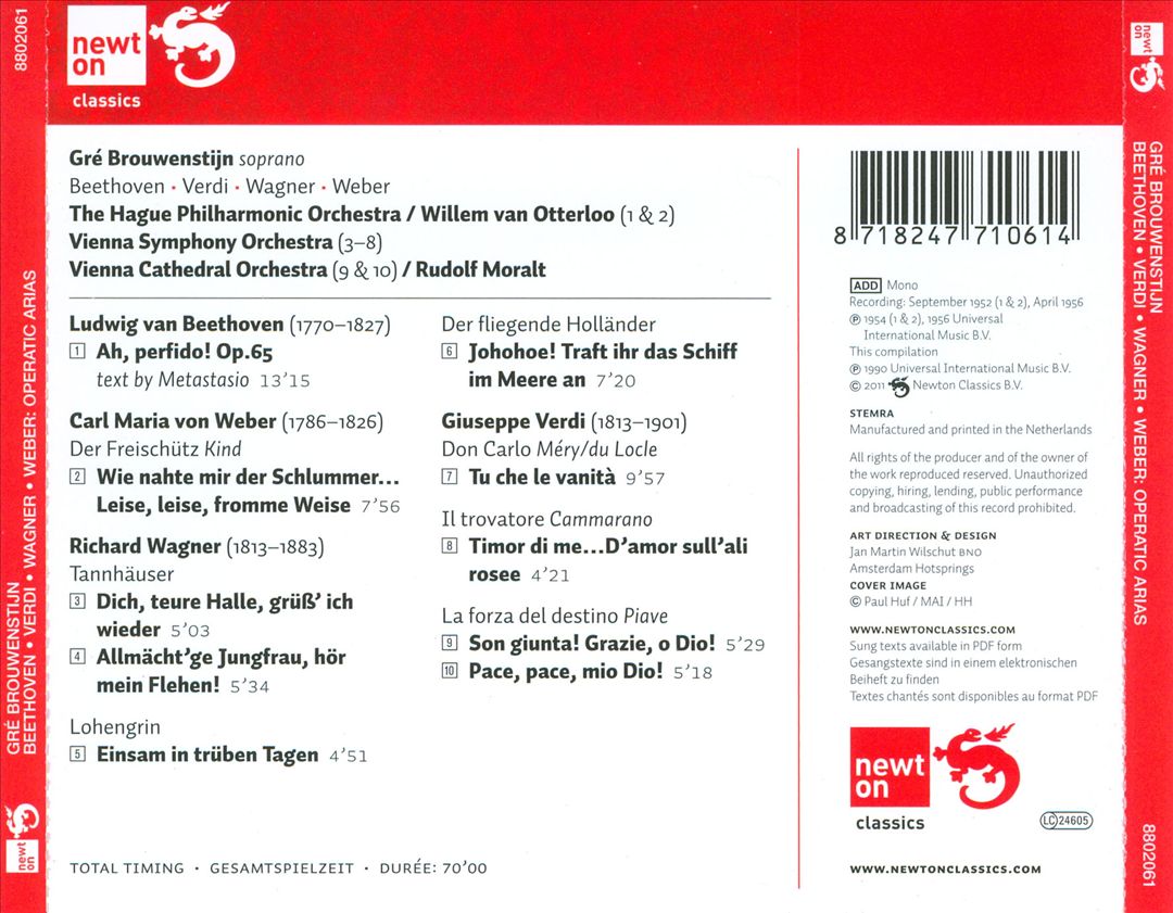 Beethoven, Verdi, Wagner, & Weber: Operatic Arias cover art