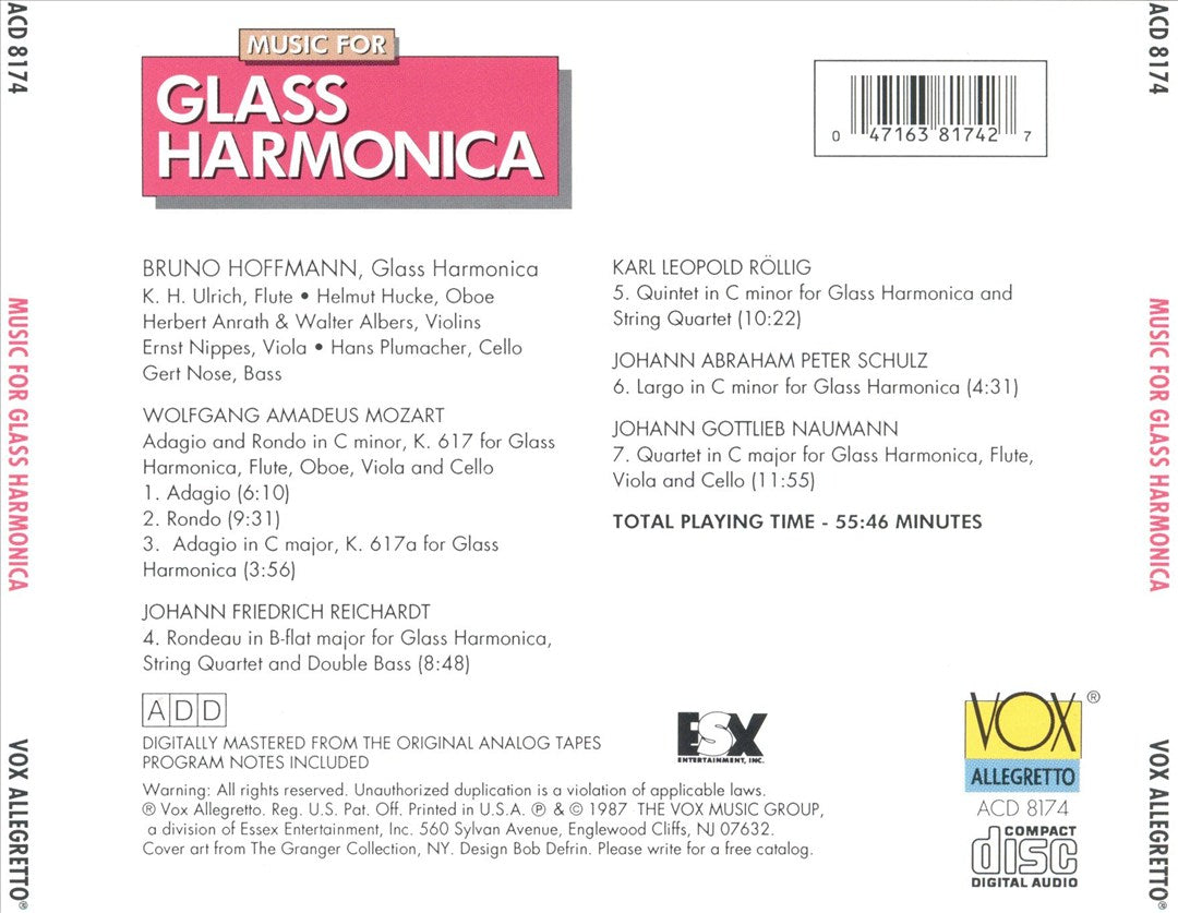 Music for Glass Harmonica cover art