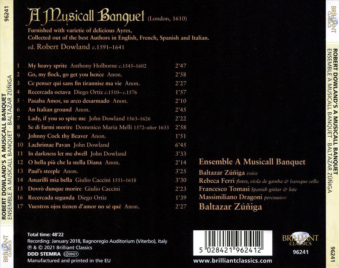 Robert Dowland's A Musicall Banquet cover art