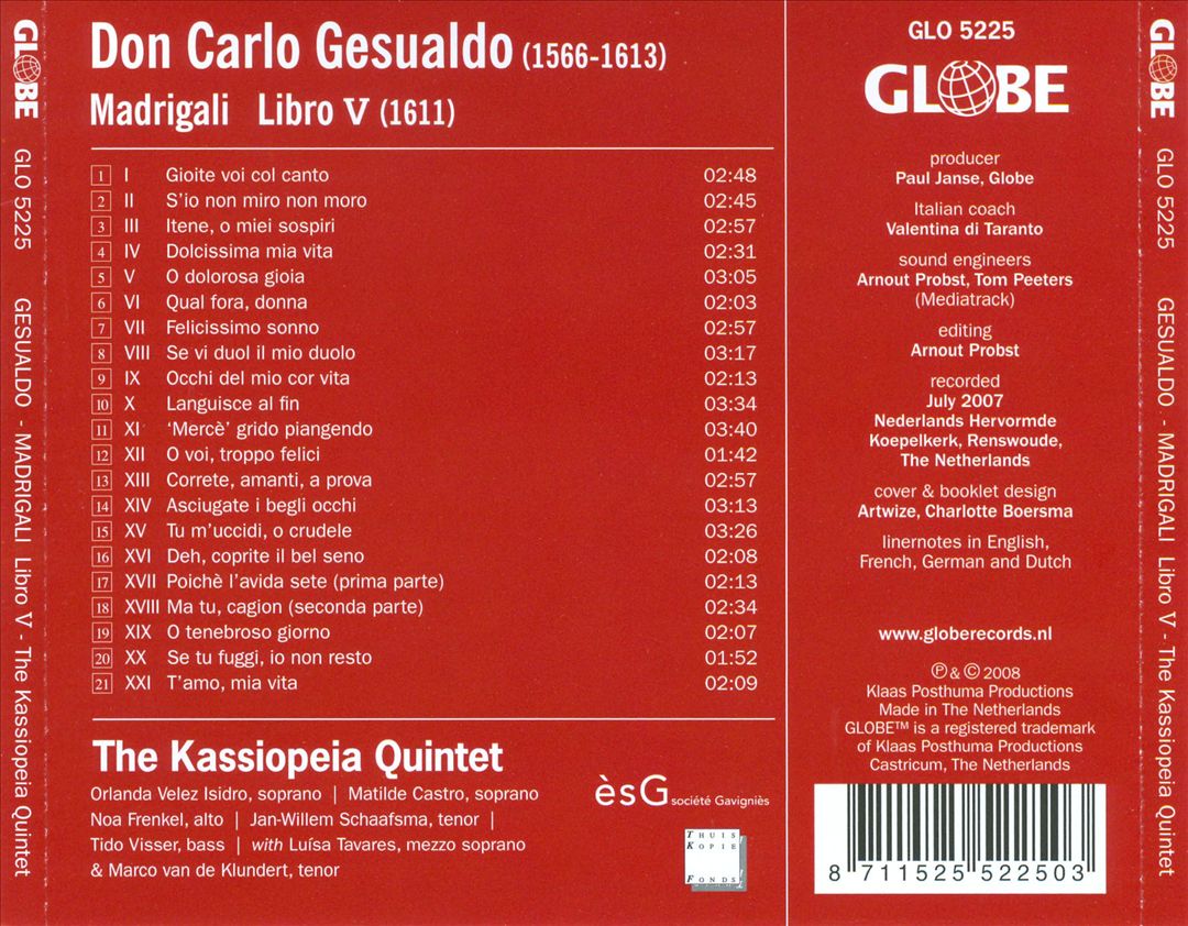 Don Carlo Gesualdo: Madrigali Libro 5 cover art