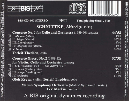 Alfred Schnittke: Cello Concerto No. 2; Concerto Grosso No. 2 cover art