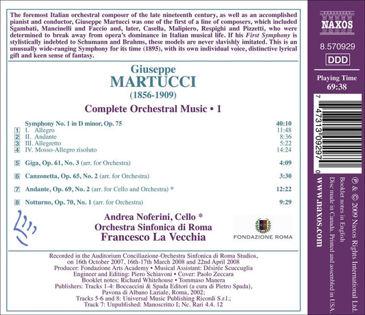 Giuseppe Martucci: Symphony No. 1; Notturno; Andante, and Others cover art