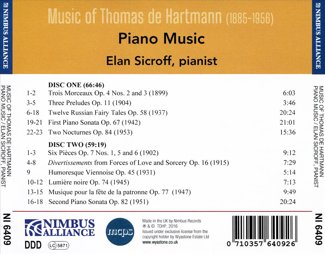Piano Music of Thomas de Hartmann cover art
