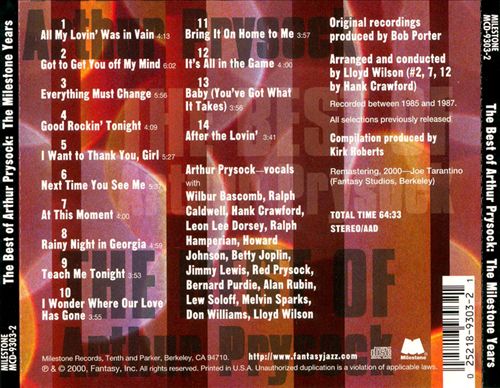 Best of Arthur Prysock: Milestone Years cover art