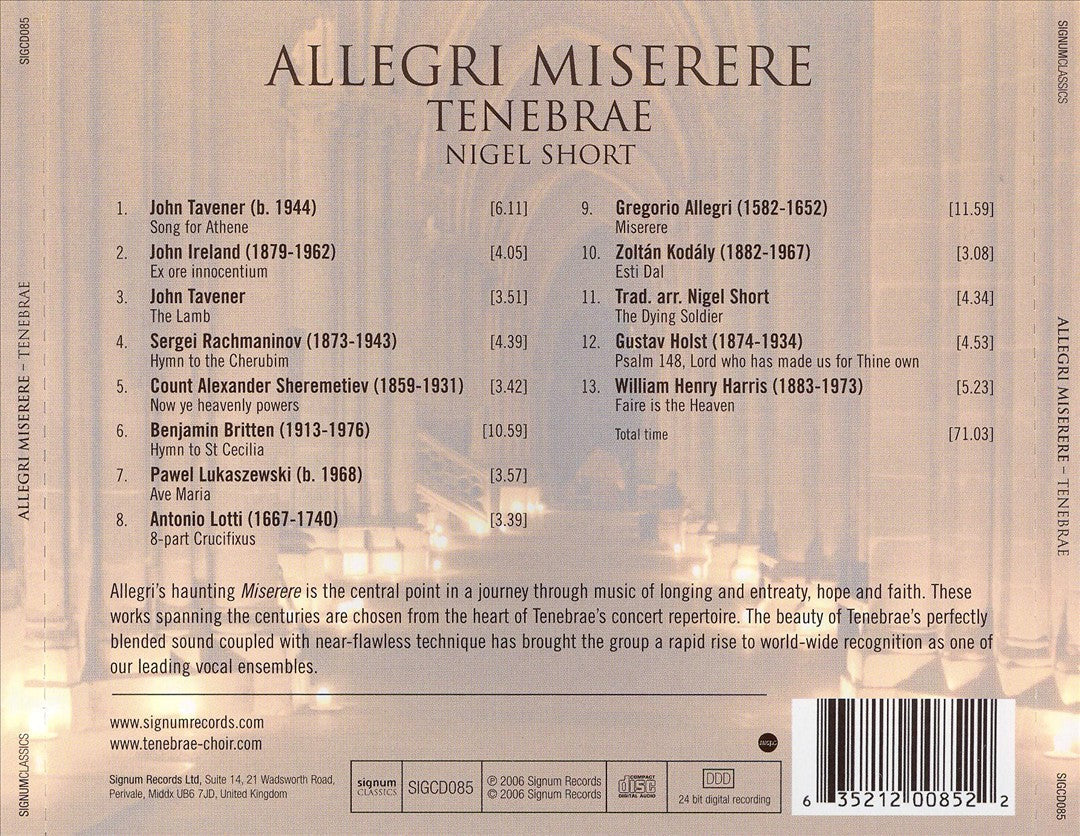 Allegri: Miserere cover art