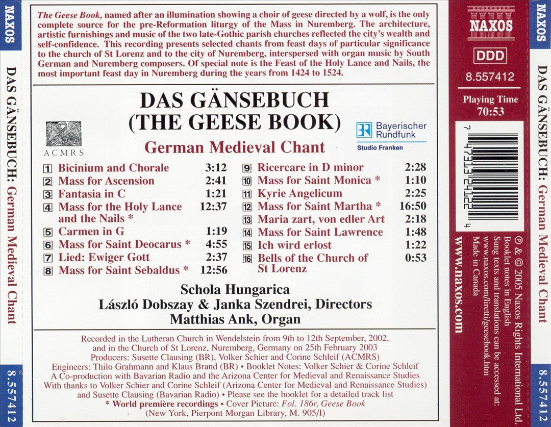 Das Gänsebuch (The Geese Book): German Medieval Chant cover art