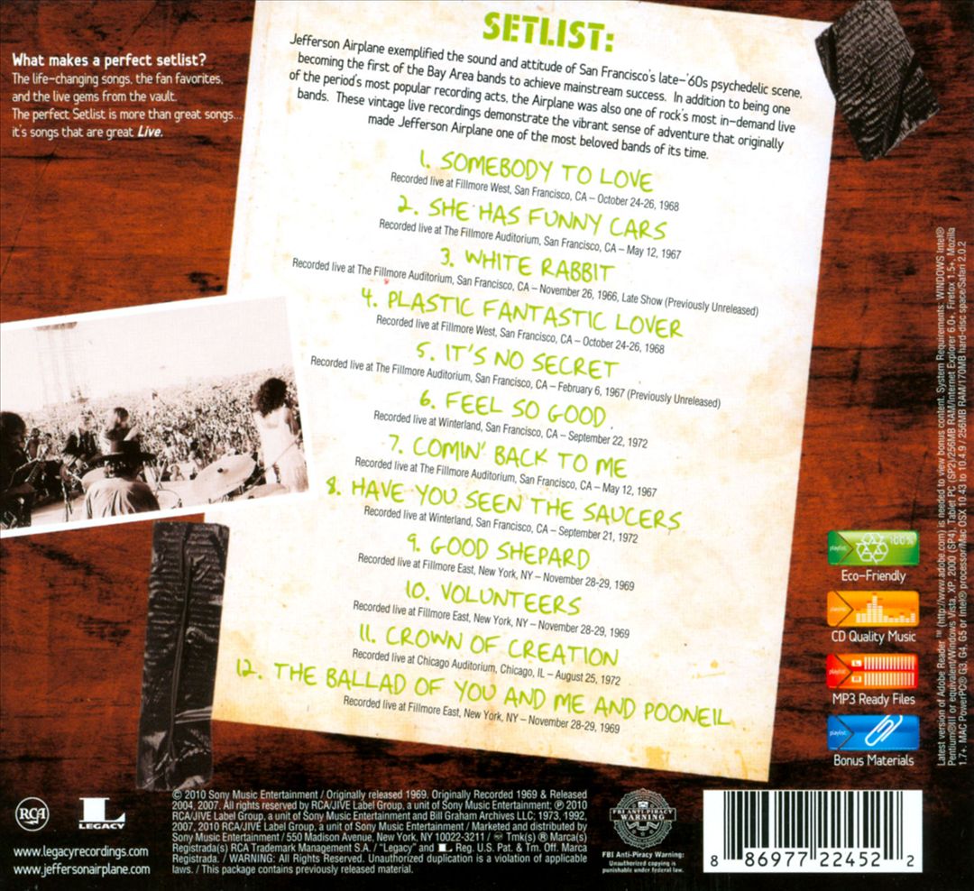 Setlist: The Very Best of Jefferson Airplane Live cover art