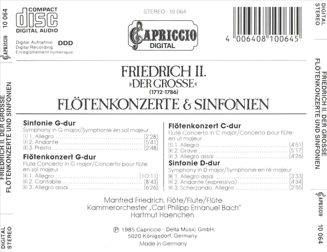 Friedrich II "Der Grosse": Flötenkonzerte & Sinfonien cover art