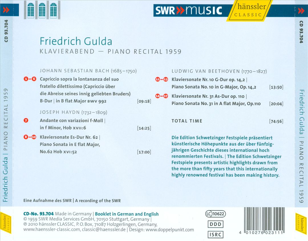 Friedrich Gulda plays Bach, Haydn & Beethoven cover art