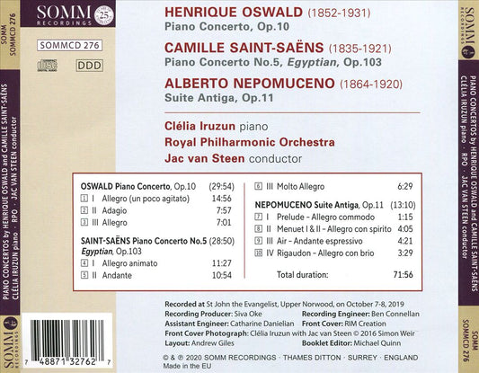 Henrique Oswald: Piano Concerto; Saint-Saëns: Piano Concerto No. 5 'Egyptian' cover art
