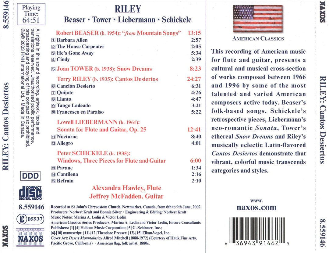 Terry Riley: Cantos Desiertos cover art