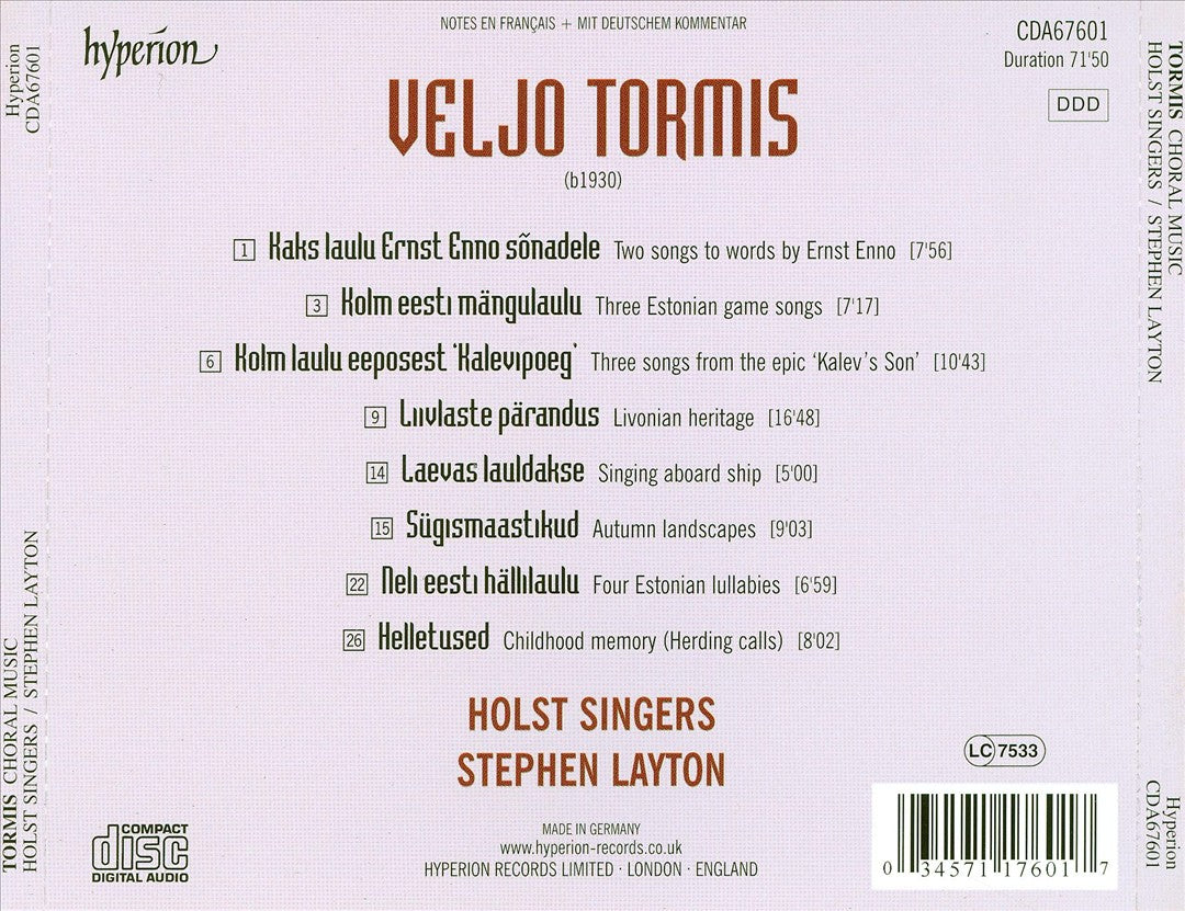Tormis: Choral Music cover art