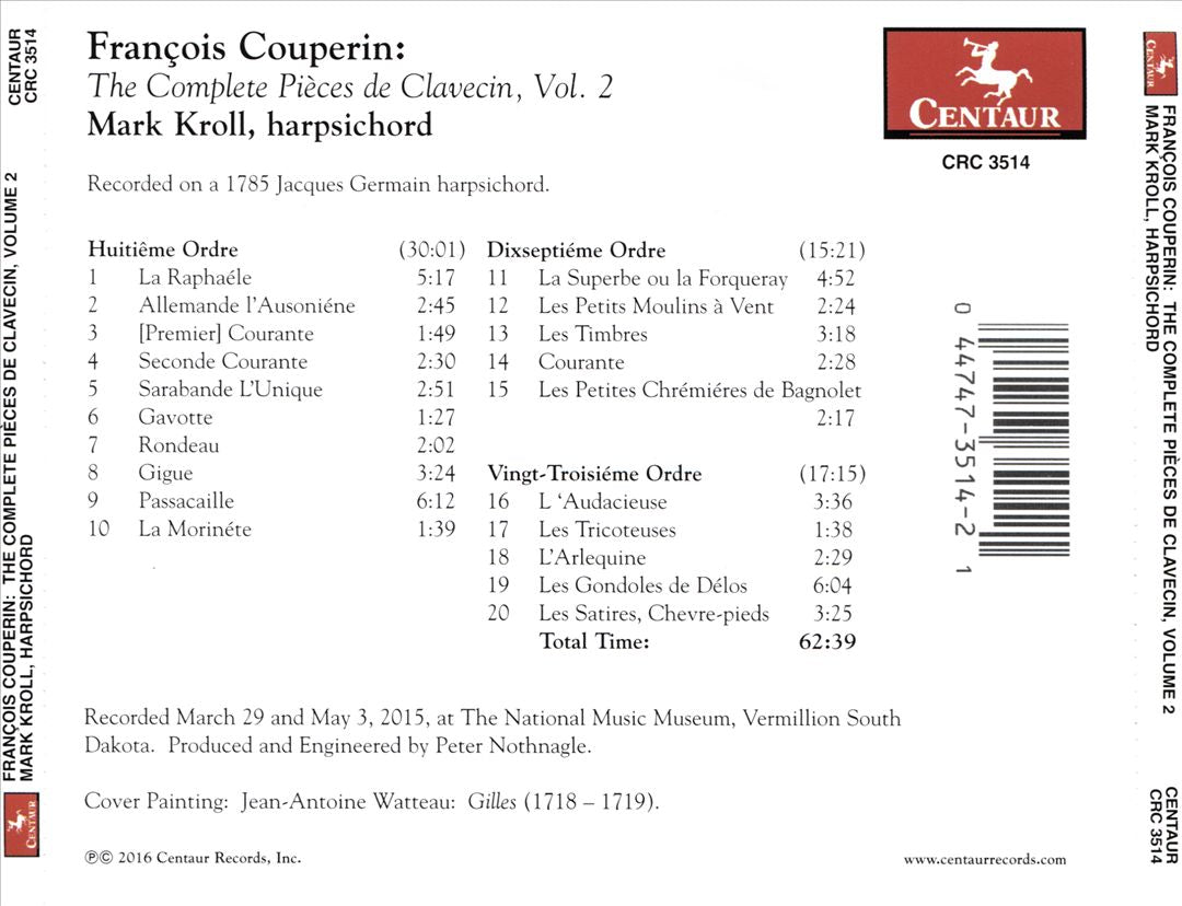 François Couperin: The Complete Pièces de Clavecin, Vol. 2 cover art