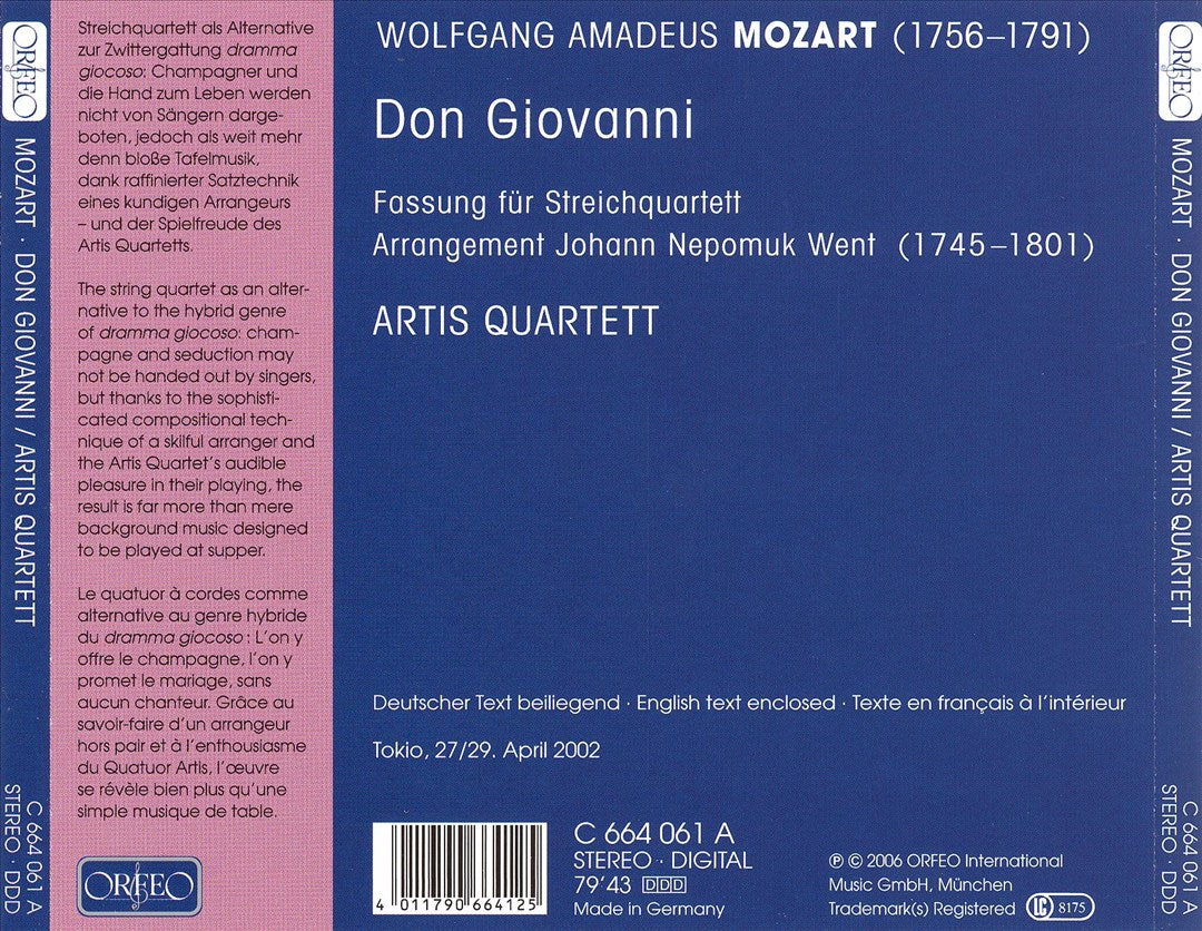 Mozart: Don Giovanni fassung für Streichquartett cover art