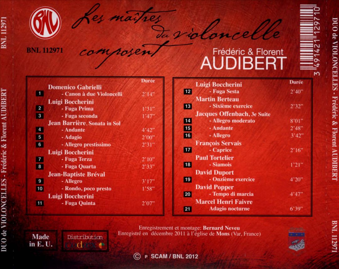 Maîtres du Violoncelle Composent: Boccherini, Offenbach, Servais, Duport, Popper, Tortelier cover art