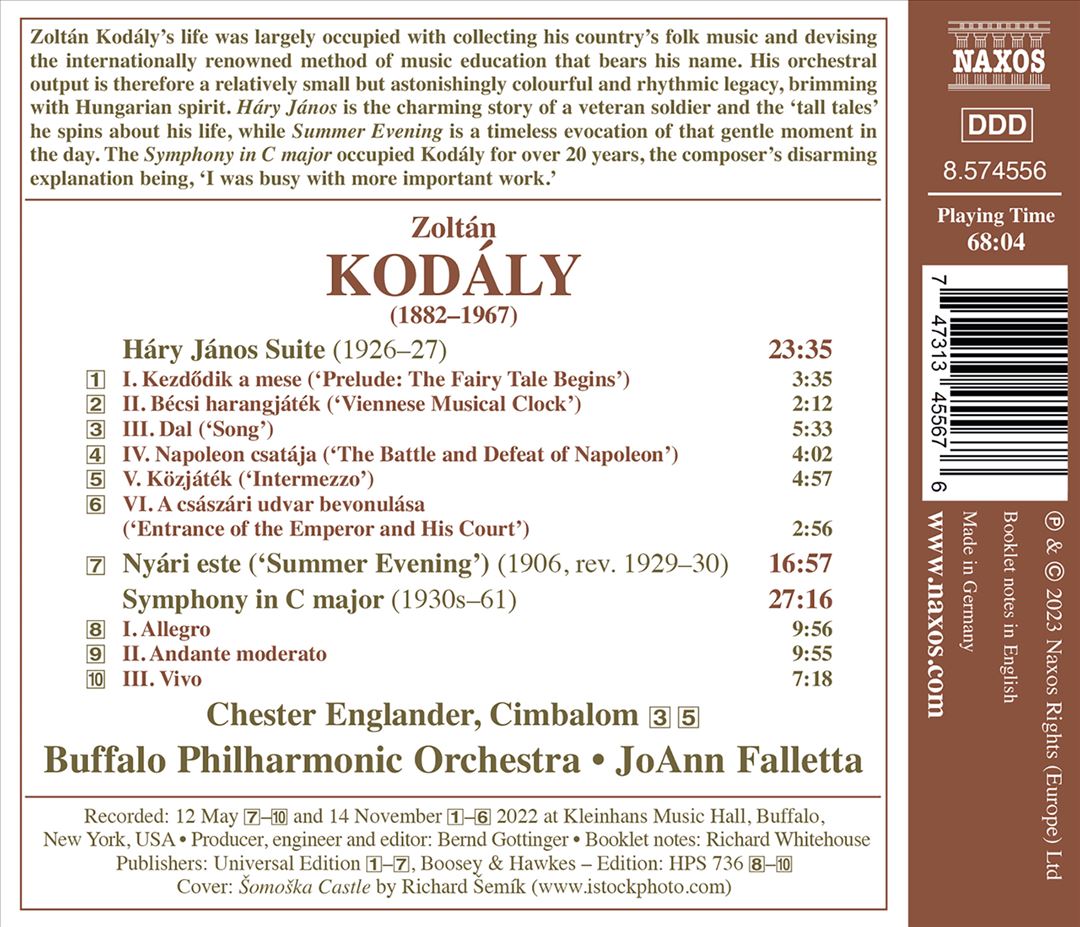 Kodály: Háry János Suite; Summer Evening; Symphony in C major cover art