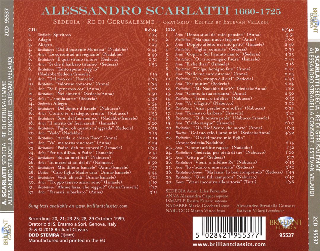 A. Scarlatti: Sedecia, Re di Gerusalemme cover art