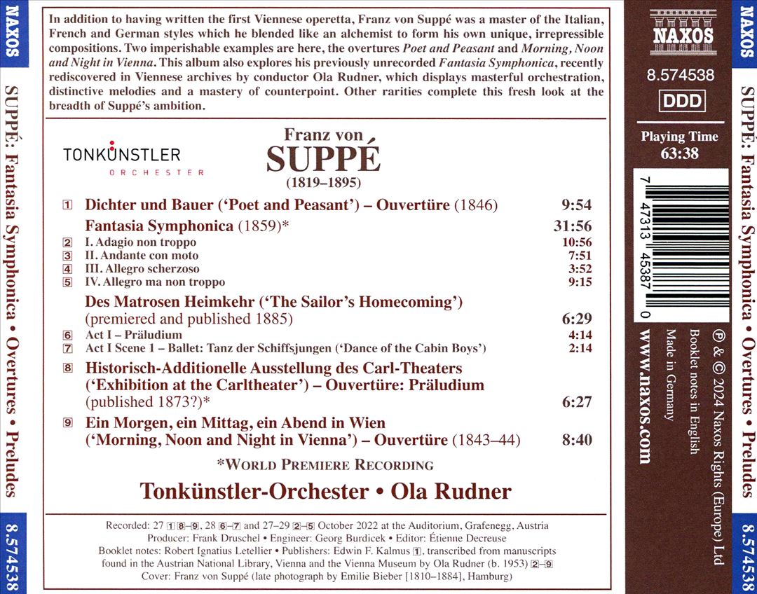 Suppé: Fantasia Symphonica; Orchestral Overtures; Preludes cover art