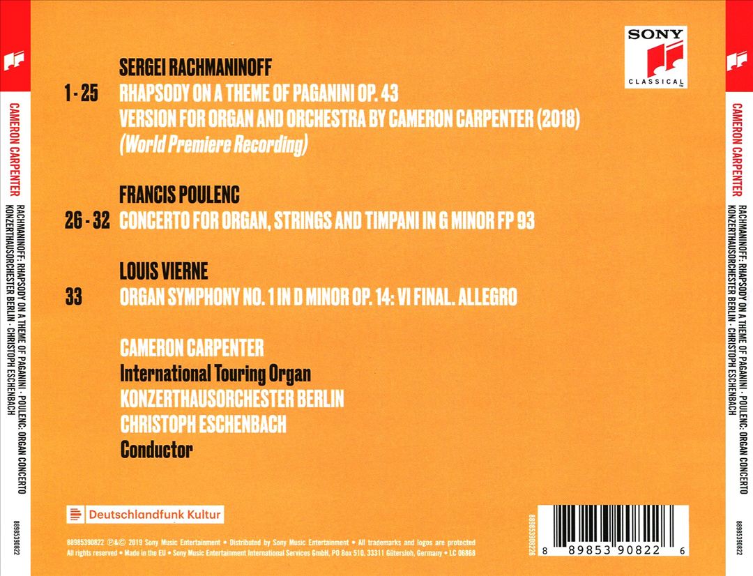 Rachmaninoff: Rhapsody on a Theme of Paganini; Poulenc: Organ Concerto cover art